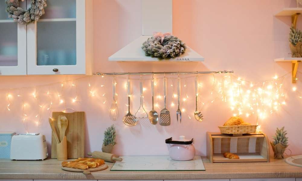 Christmas Lights Are a Must-have for Any Christmas Outfit And They Look Great on Kitchen Cabinets