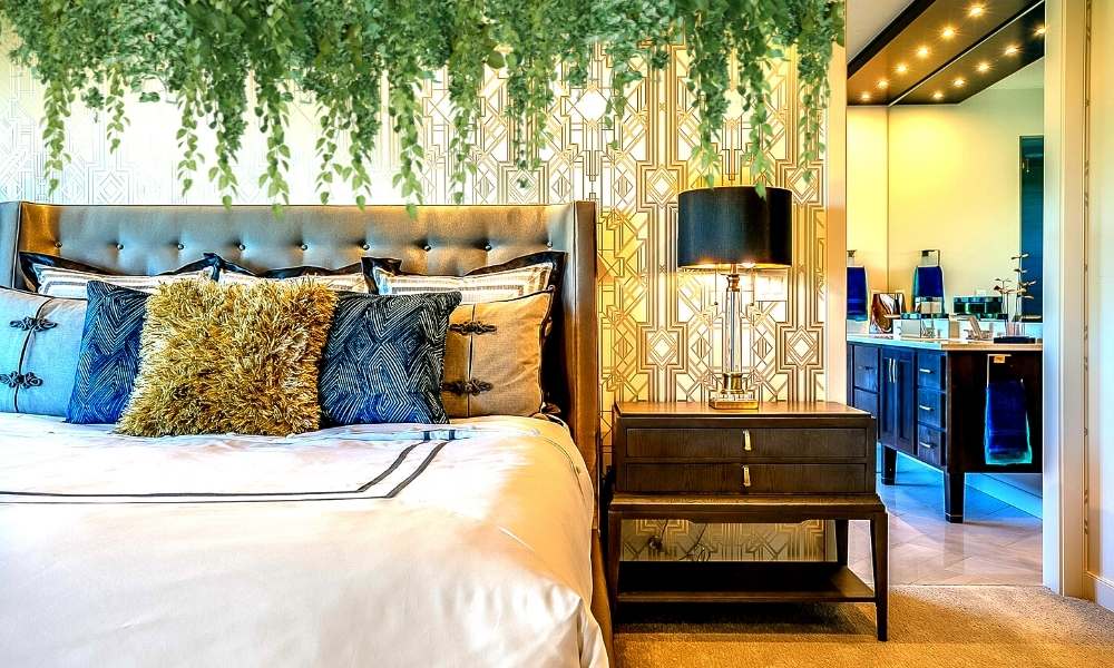 Hanging Plants in Rose Gold Bedroom