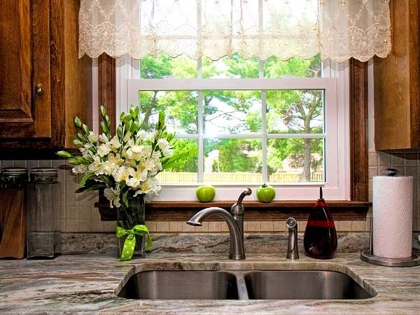 Add Flowers in decorate kitchen window