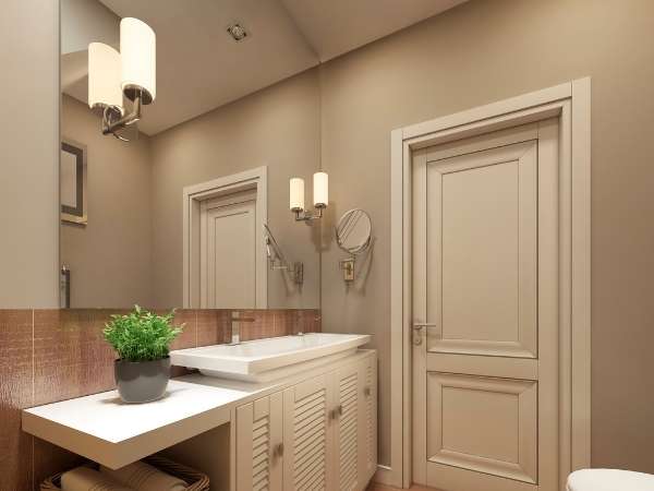 Add Wall Lights to Beige Bathrooms