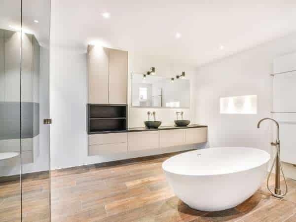 Bathroom Counter Decorated With Wall light