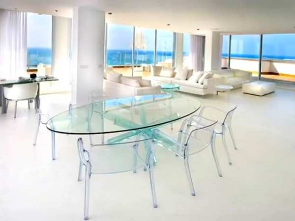White Glass Top Dining Table Set