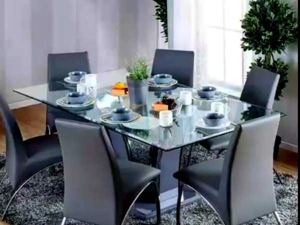 Glass Top Dining Table With Soup Set
