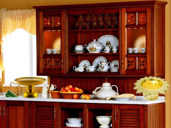 Hutch Decorated With Golden Dining Ware