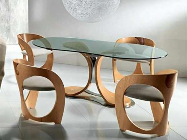 Round Chair Style Glass Dining Table Set