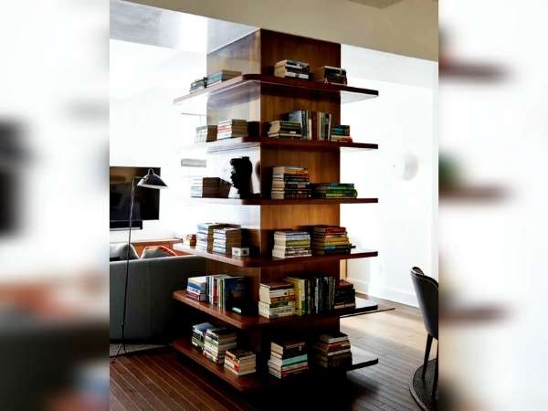 Stylish Bookshelf In Living Room Pillar