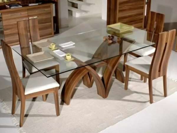 V And U Model Glass Top Dining Table Leg