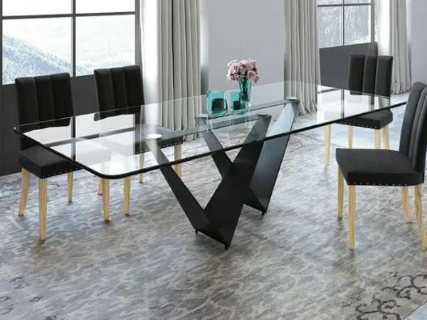 V-Model Glass Dining Table Legs