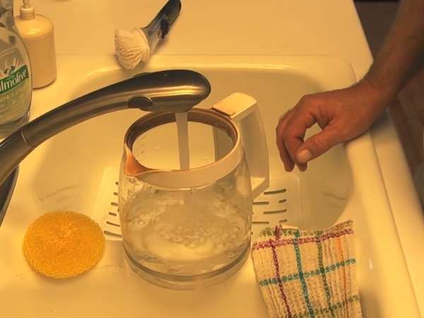 Wash The Coffee Maker in Clean Water