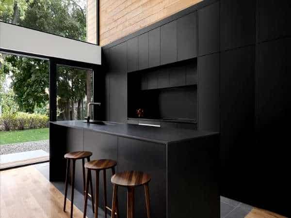 Black Kitchen Next to The Window