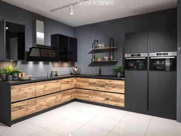 Black Kitchen With Wood