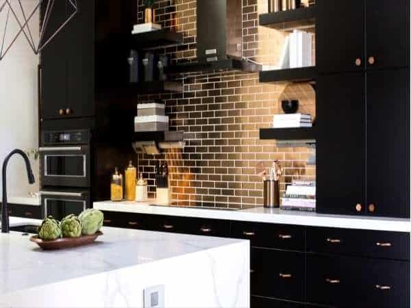 Wall Shelf With Black Kitchen